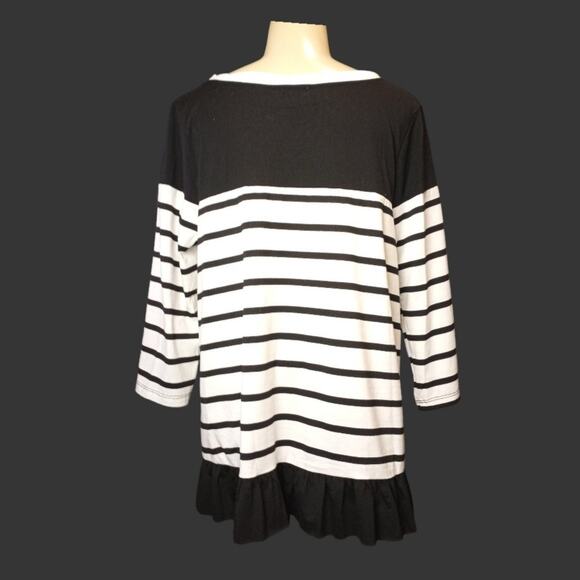 UMGEE Fun Striped Jersey Knit Swing Top  L  Preppy Festival Coquette Casual - Picture 4 of 6